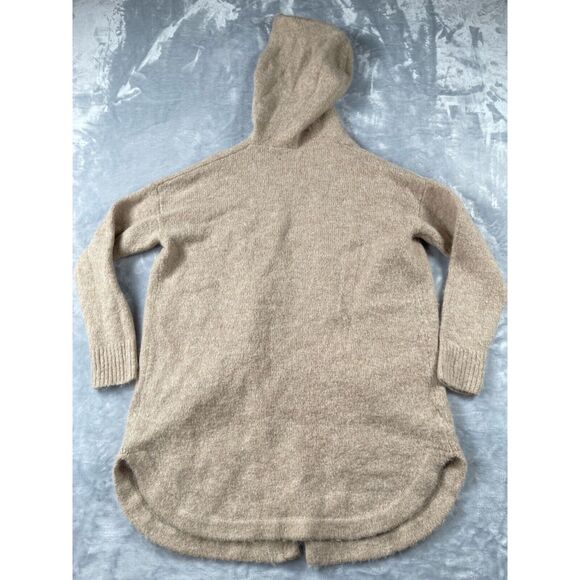 Loft Cardigan Womens Medium Taupe Alpaca Wool Blend Hood Pockets Thick Warm - Picture 4 of 12